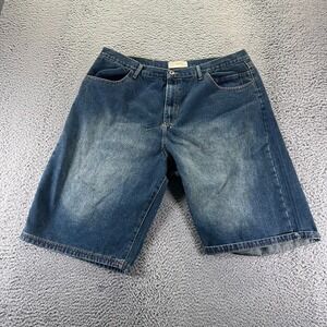 Brooklyn Xpress Shorts Mens 42 Blue Cotton Denim Bermuda Baggy Faded Workwear
